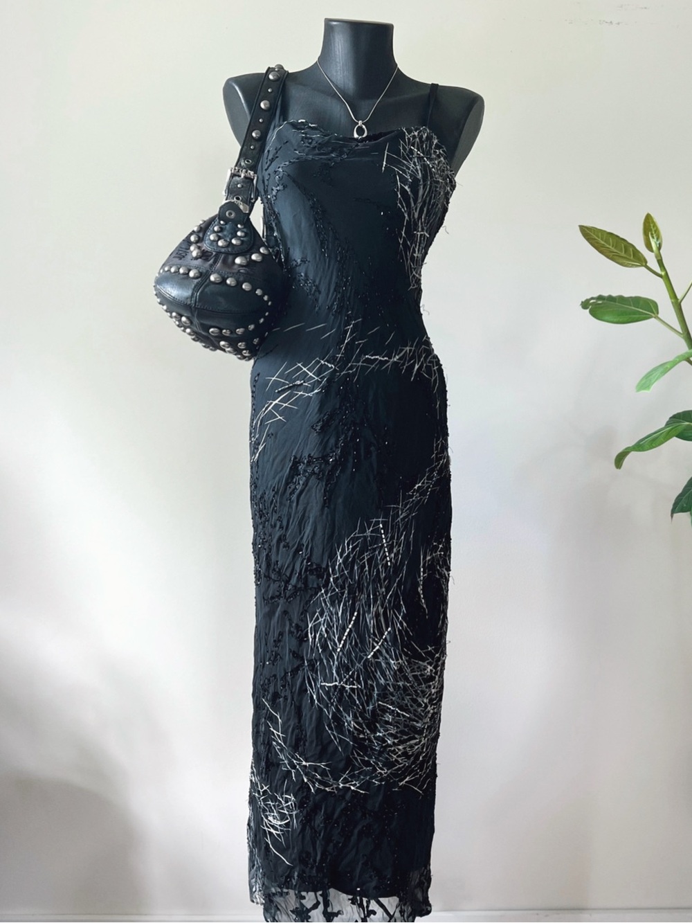 Vintage Bin Dia | 100% Silk Hand Beaded Maxi Dress
